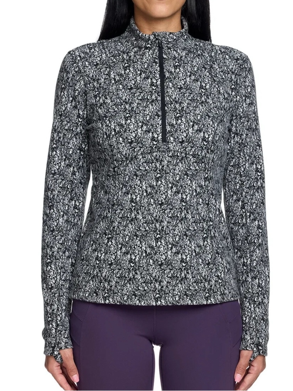 Spyder Women's Black & White Marled Half-Zip Pullover